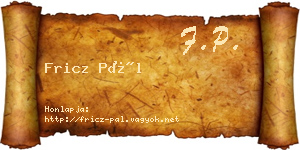 Fricz Pál névjegykártya